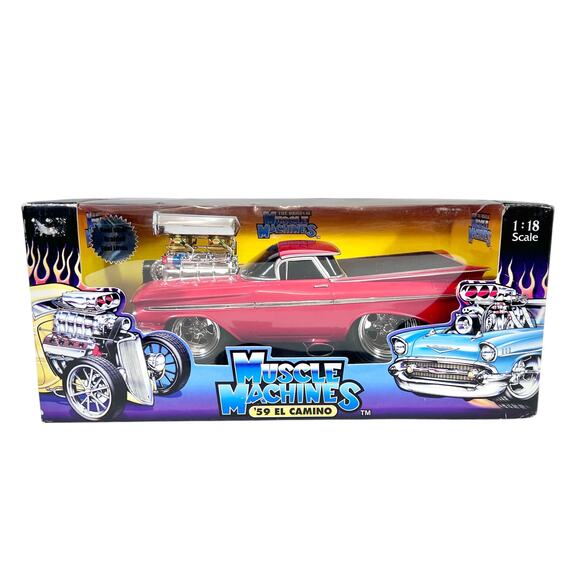 Muscle Machines '59 El Camino Chevrolet Diecast Toy Vehicle 1:18 Red Chrome New - Picture 1 of 7